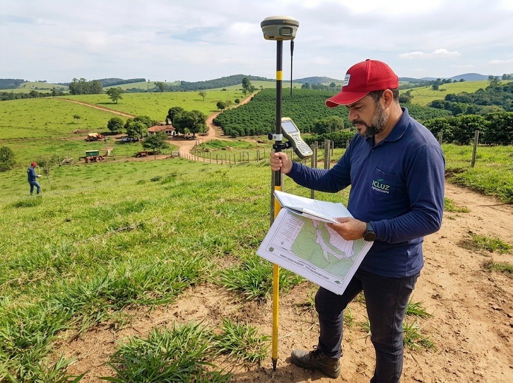 Georreferenciamento de precisão no campo com receptor GPS RTK e mapa cadastral com o Eng. Alcimar