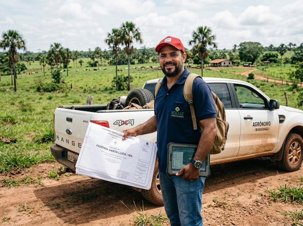 Engenheiro Agrônomo Alcimar Viana Nascimento em visita de campo na Fazenda Santa Luzia - MA